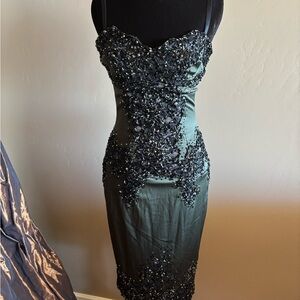 Mandalay green  Black Embellished Dress